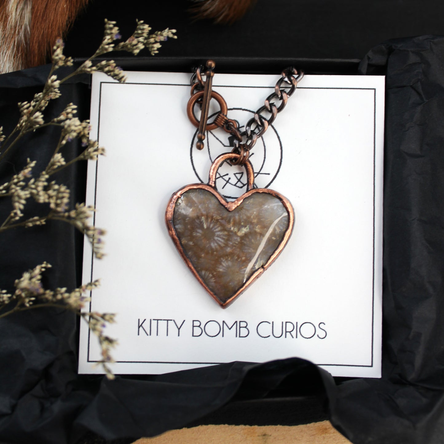 Fossil Coral Heart Necklace