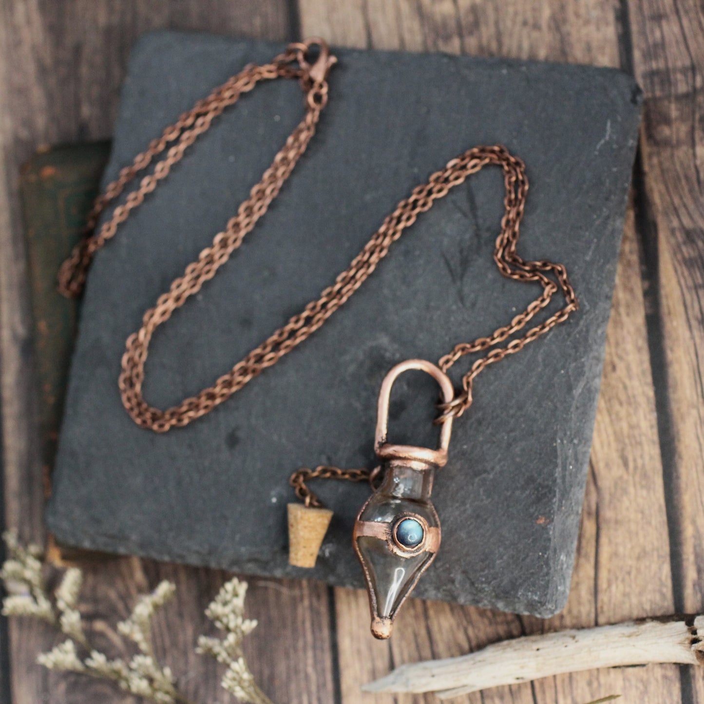 Labradorite Cremation Vial Necklace