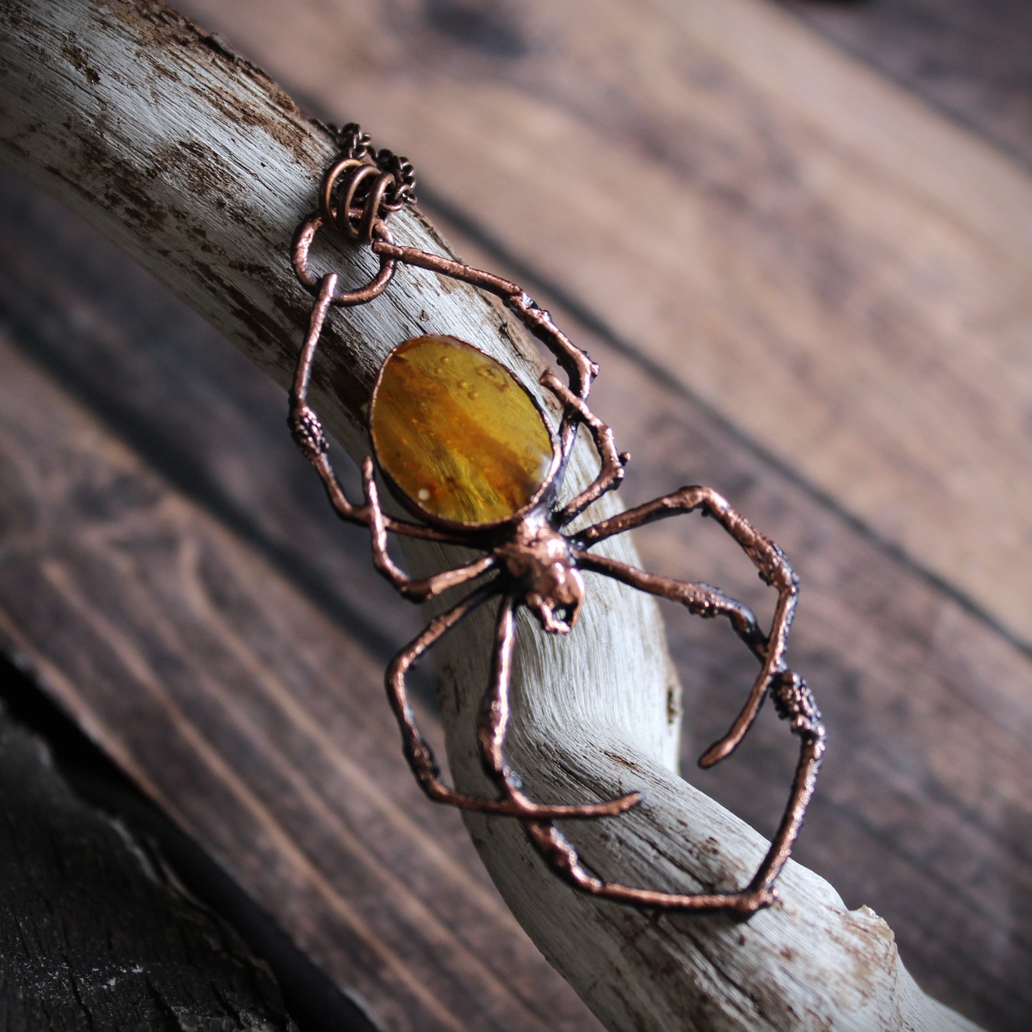 Amber Orb Weaver Necklace