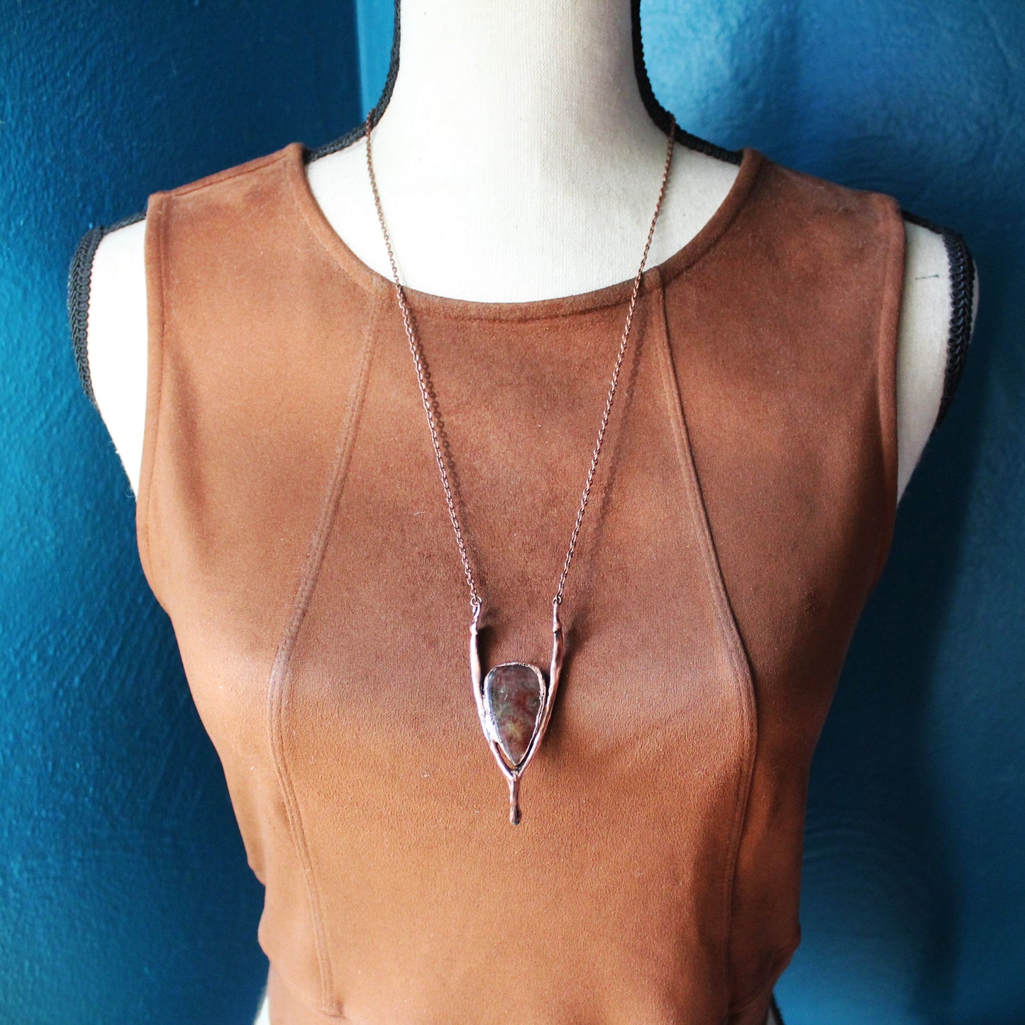 Wishbone Necklace - Moss Agate