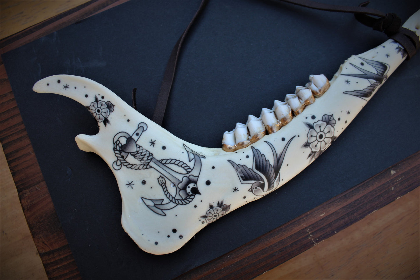 Black and Grey Deer Jawbones