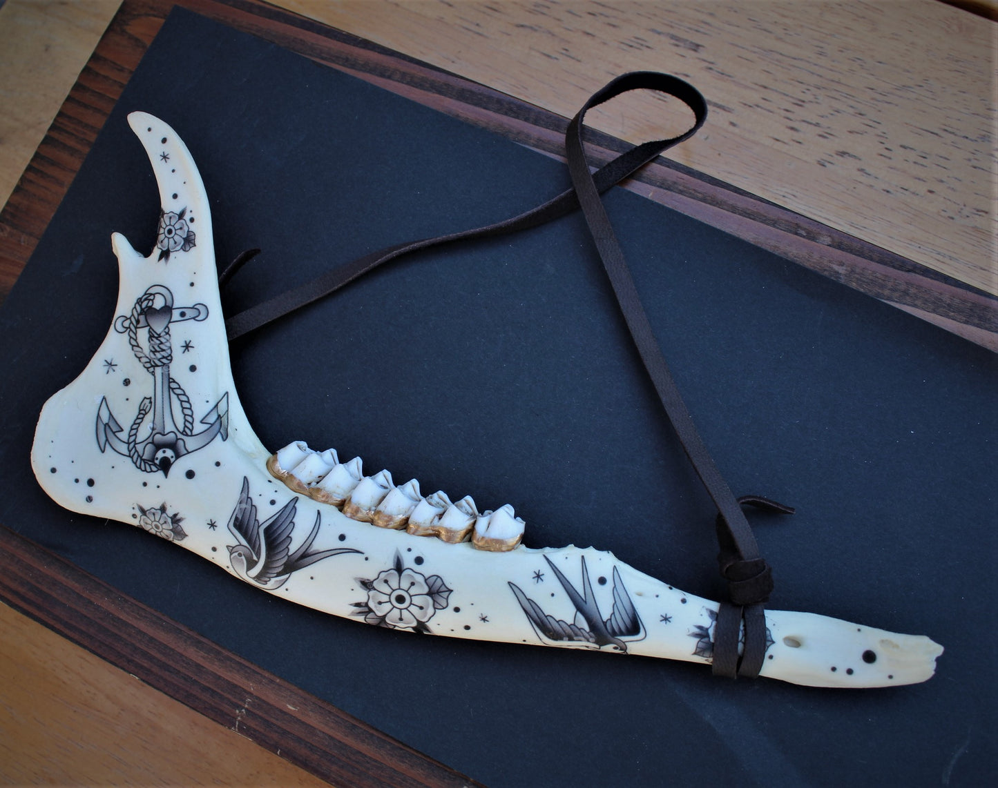 Black and Grey Deer Jawbones