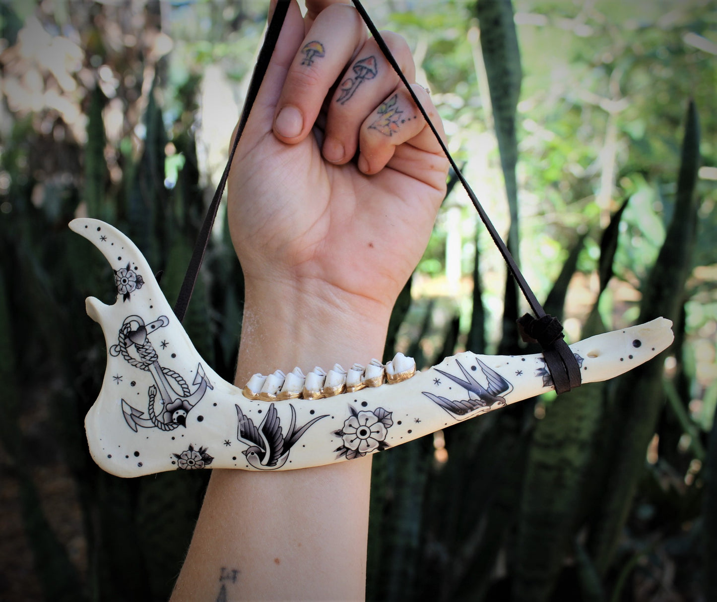 Black and Grey Deer Jawbones