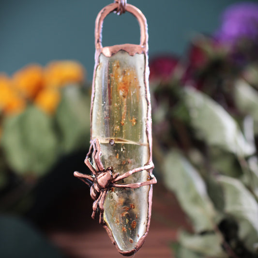 Amber Spider Necklace