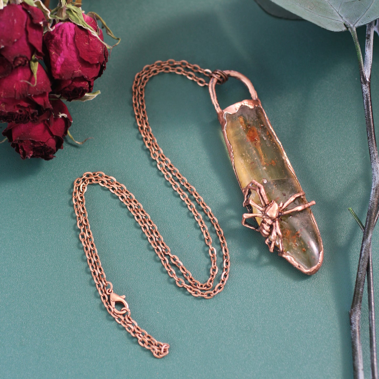 Amber Spider Necklace