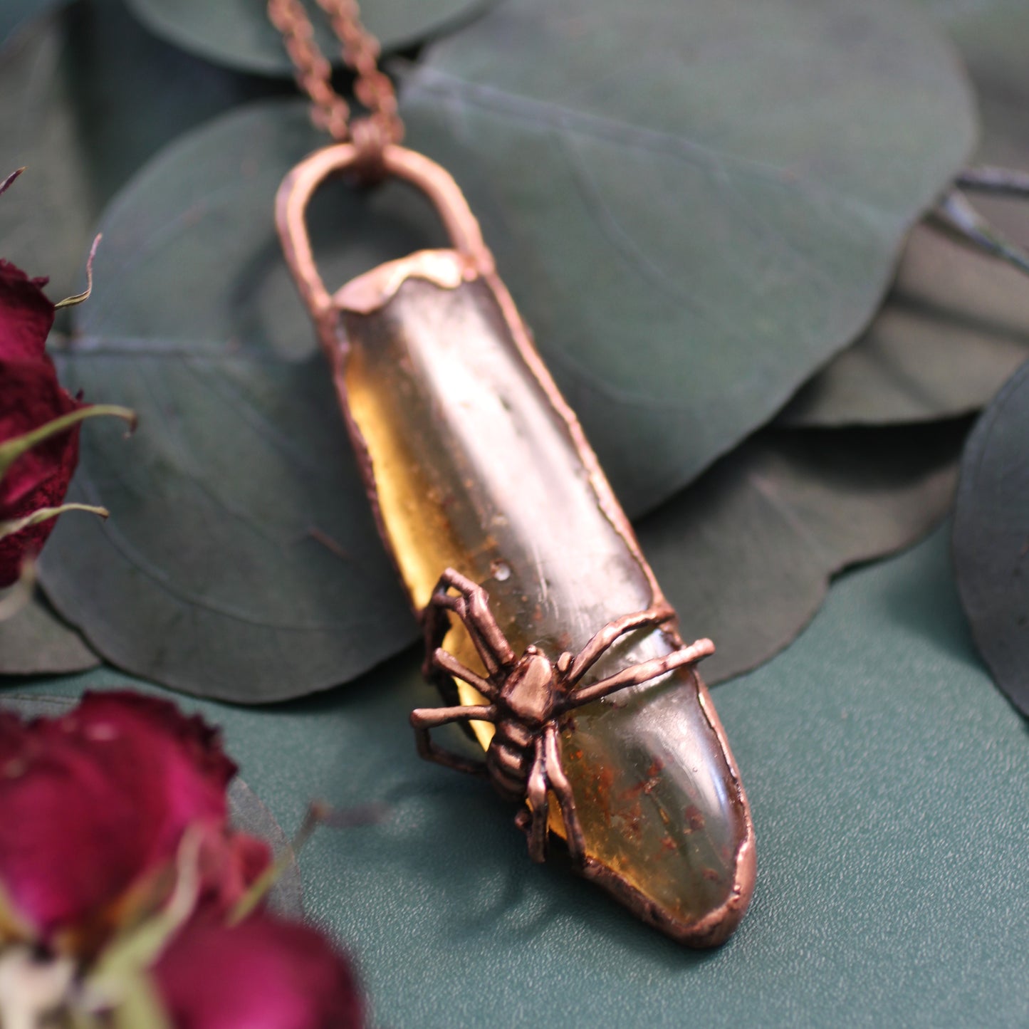 Amber Spider Necklace