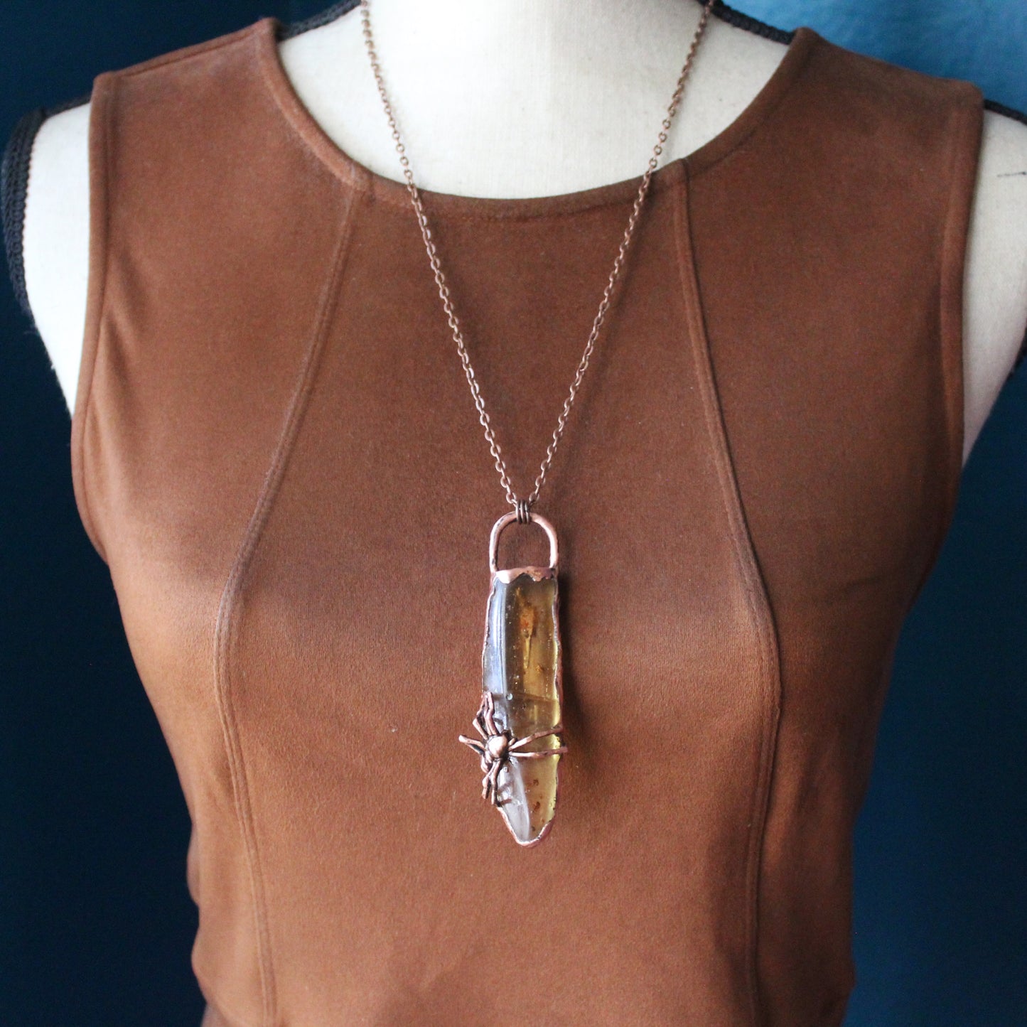 Amber Spider Necklace