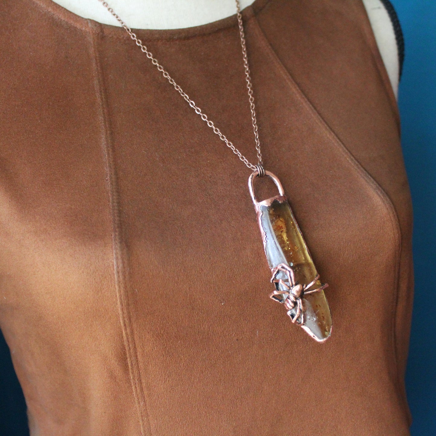Amber Spider Necklace