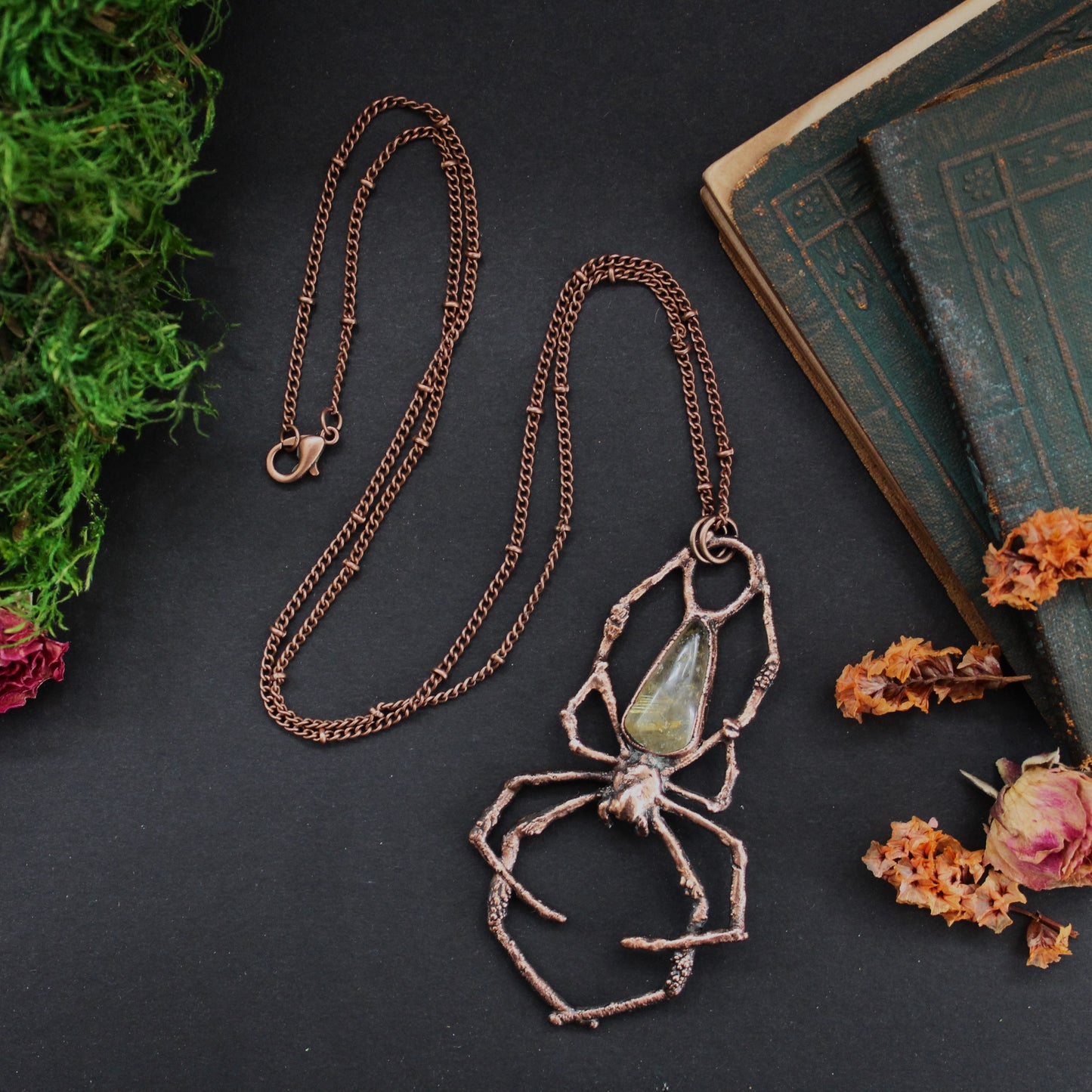Golden Rutile Orb Weaver Necklace