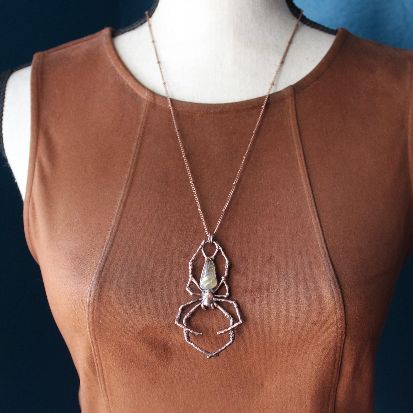 Golden Rutile Orb Weaver Necklace