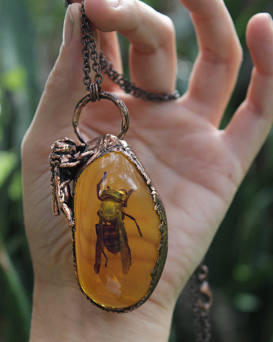 Wasp in Amber Pendant