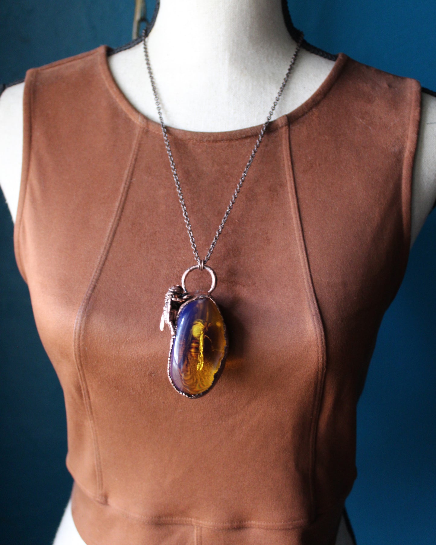 Wasp in Amber Pendant