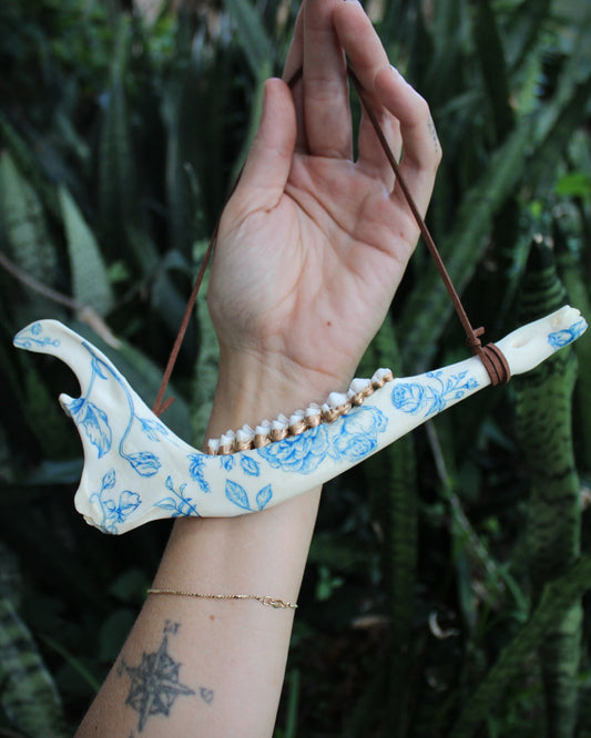 Blue Floral Deer Jawbones