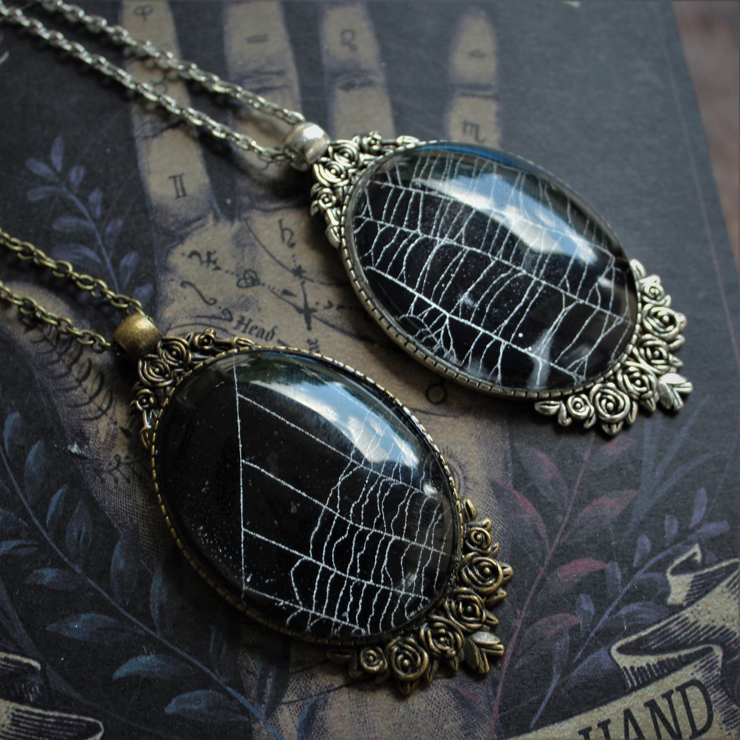 Preserved Spider Web Necklaces