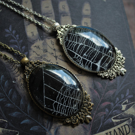 Preserved Spider Web Necklaces
