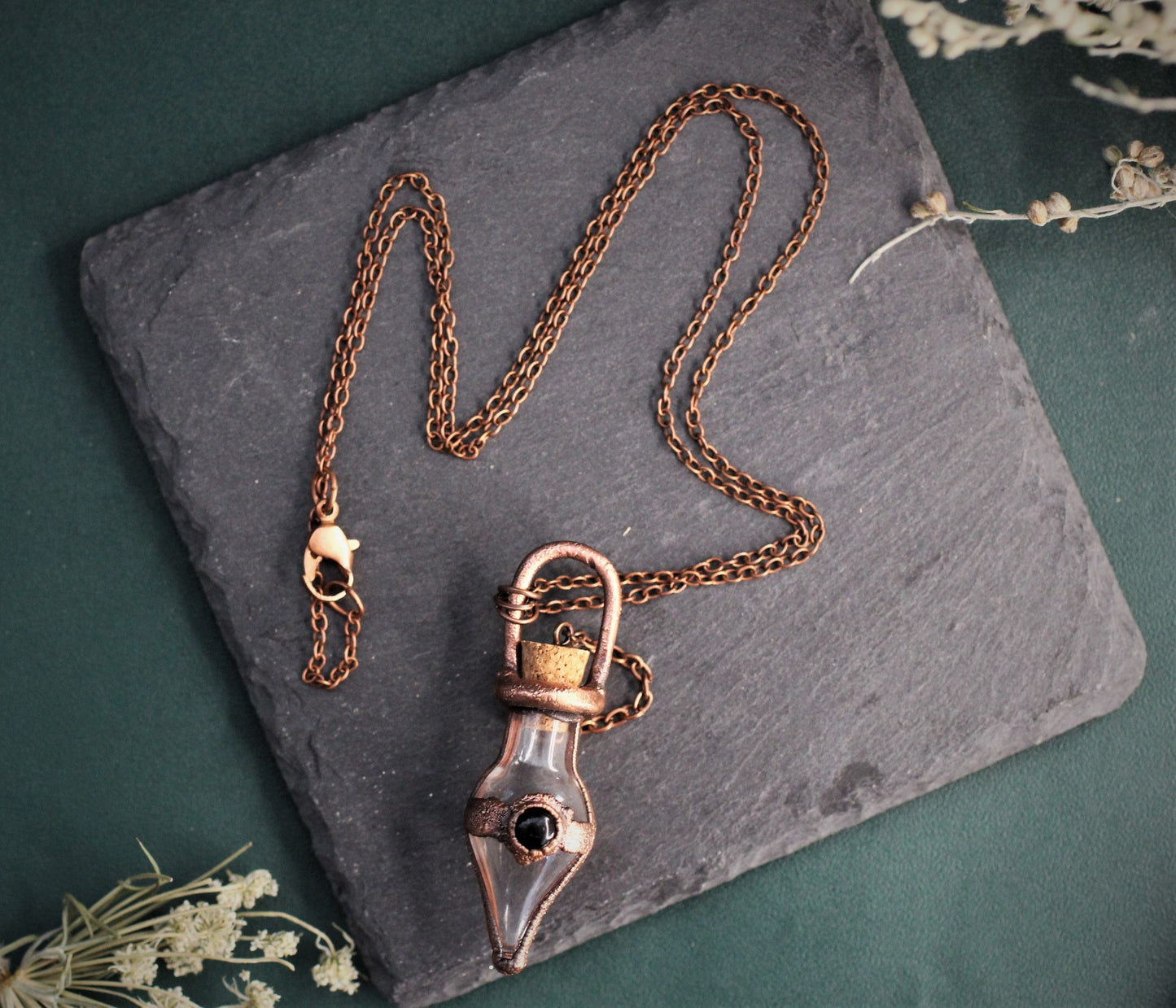 Onyx Cremation Vial Necklace