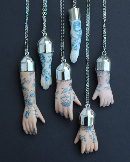 Blue Floral Porcelain Doll Arms