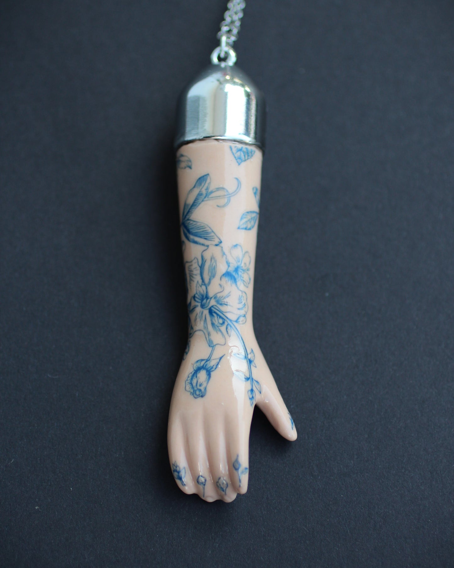 Blue Floral Porcelain Doll Arms