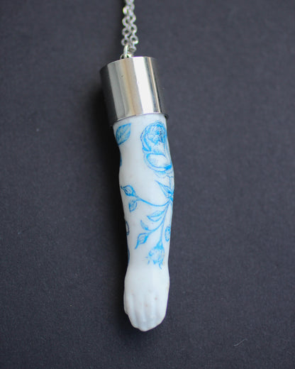 Blue Floral Porcelain Doll Arms