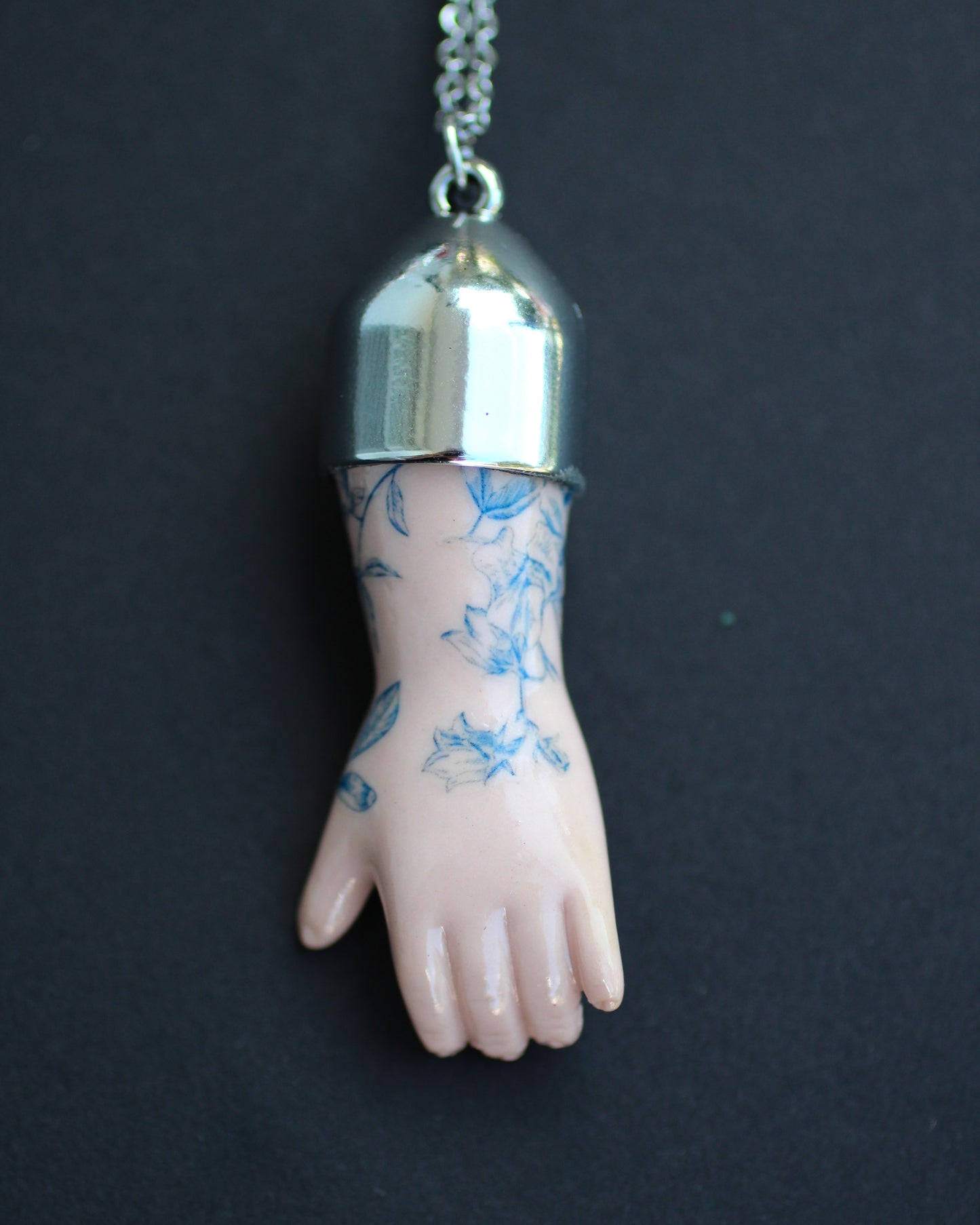 Blue Floral Porcelain Doll Arms