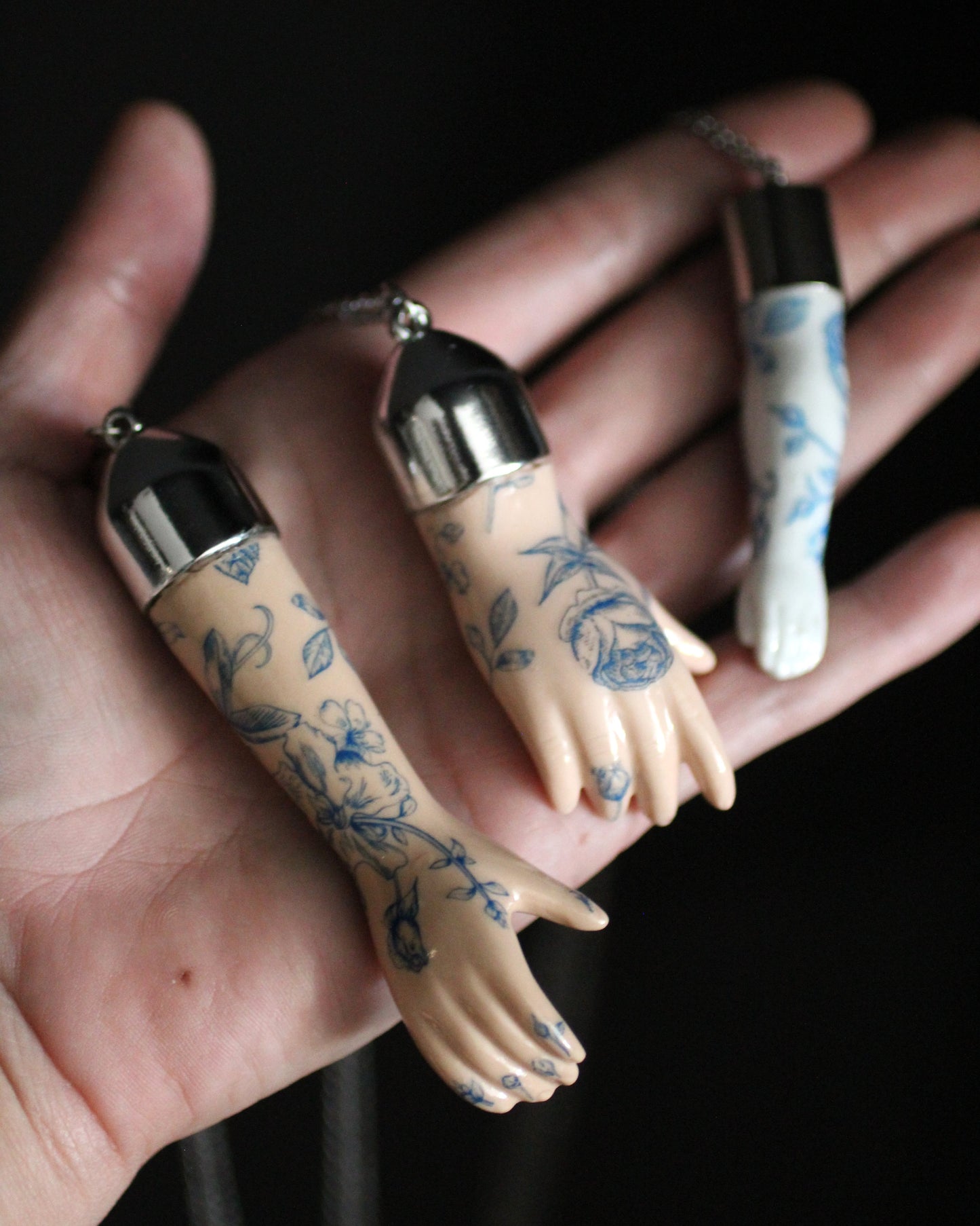 Blue Floral Porcelain Doll Arms