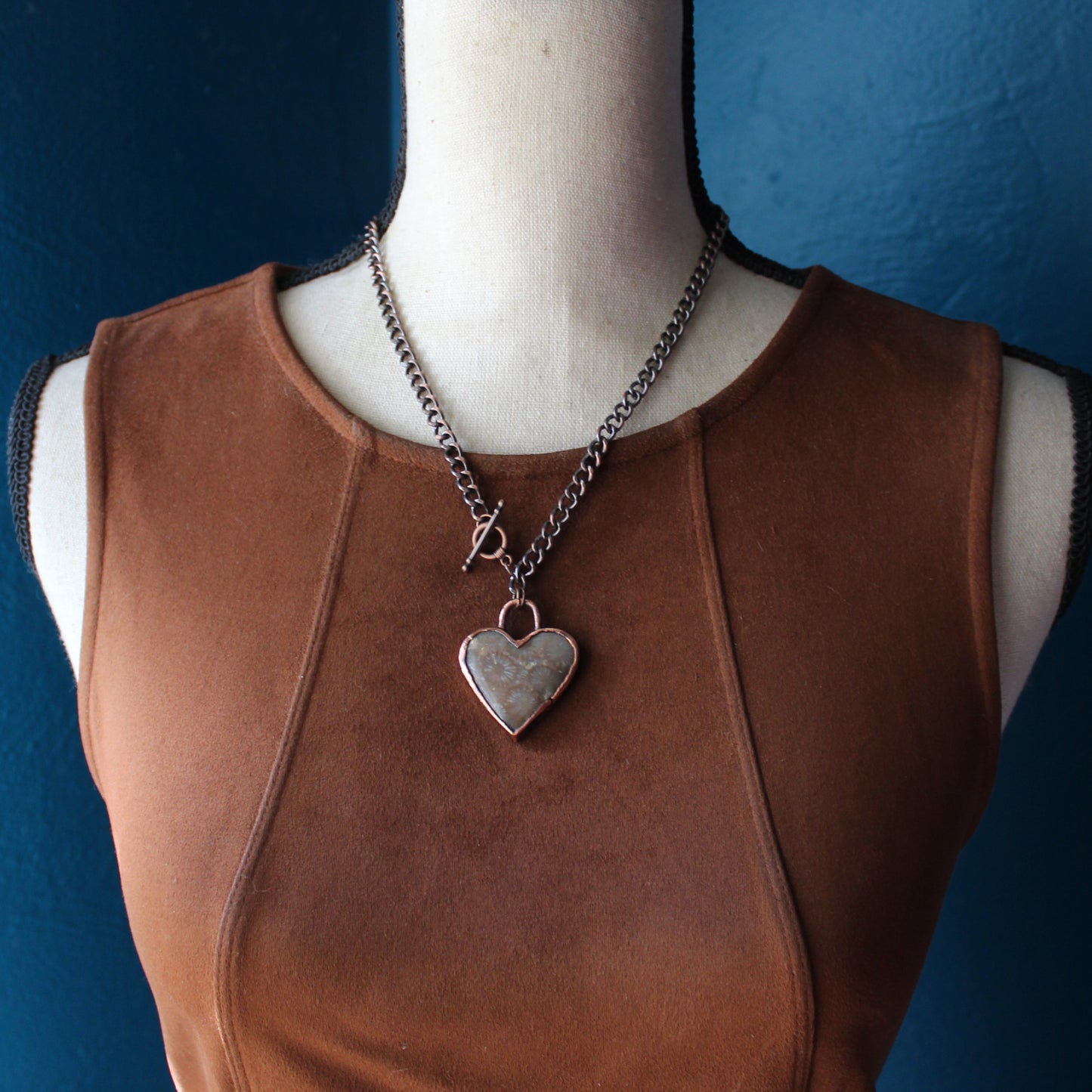 Fossil Coral Heart Necklace