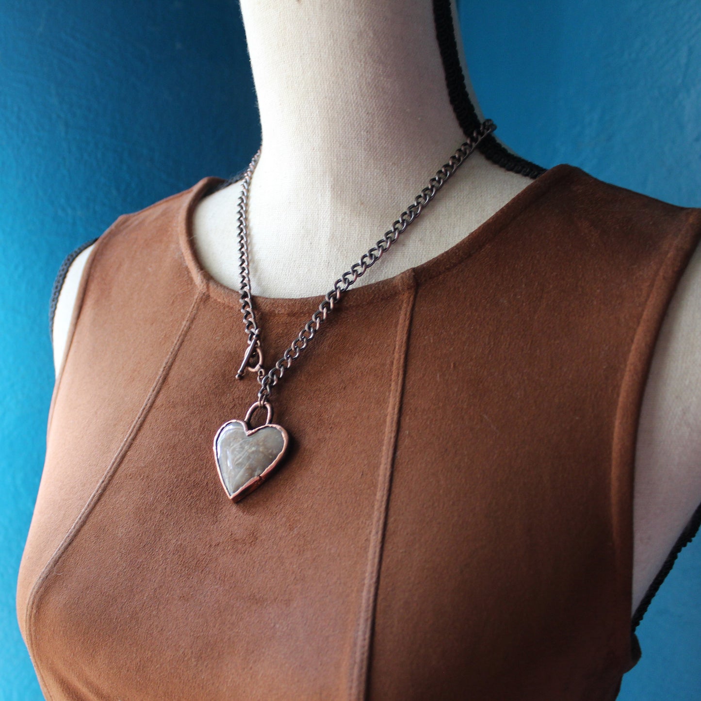 Fossil Coral Heart Necklace