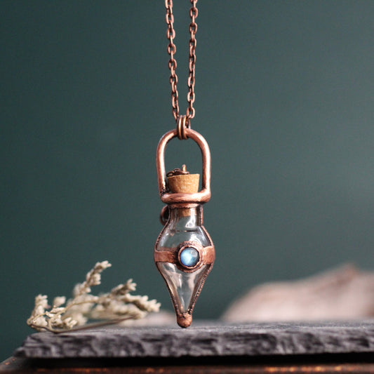 Labradorite Cremation Vial Necklace