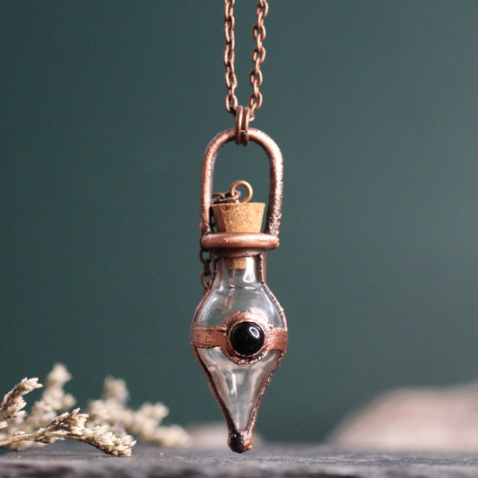 Onyx Cremation Vial Necklace