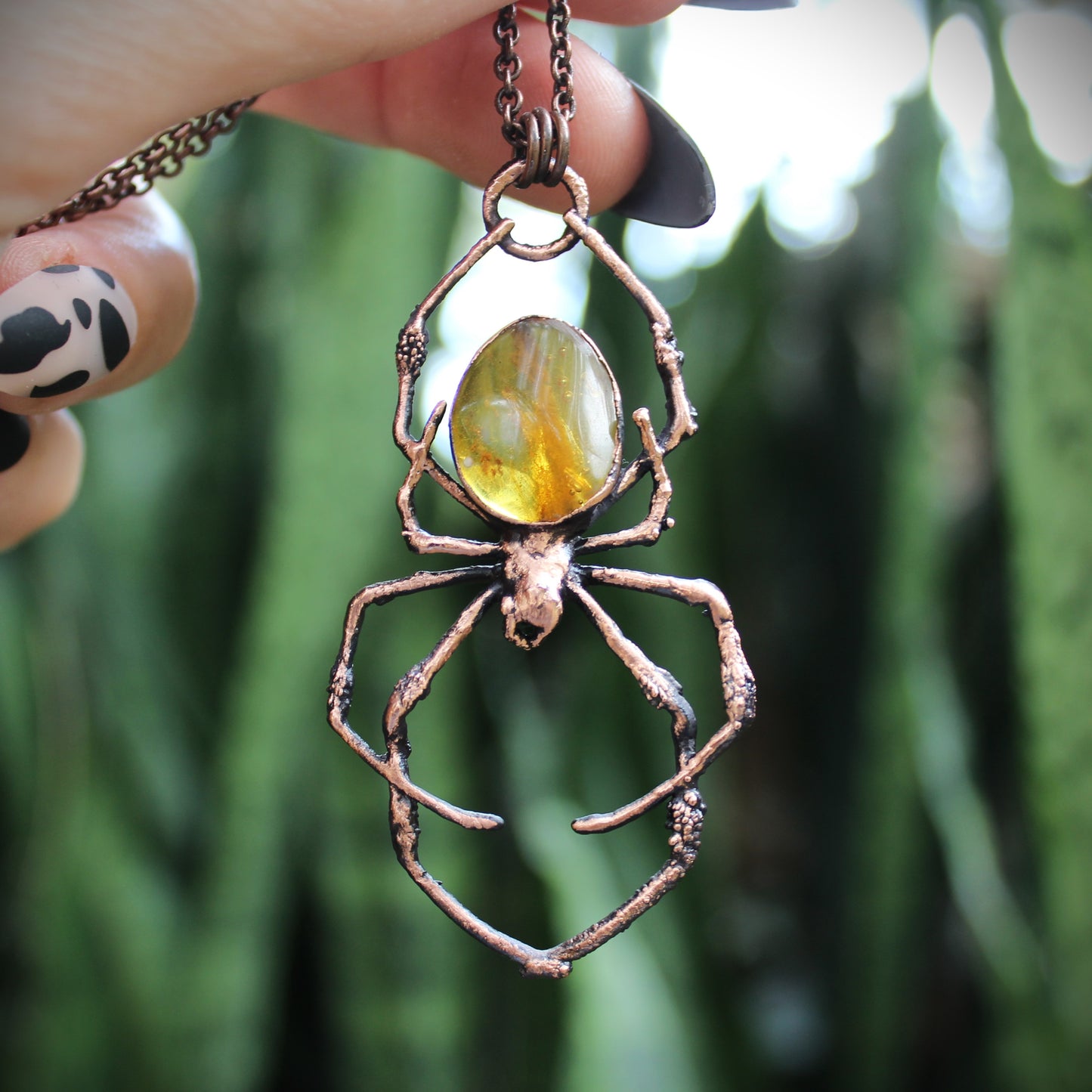 Amber Orb Weaver Necklace