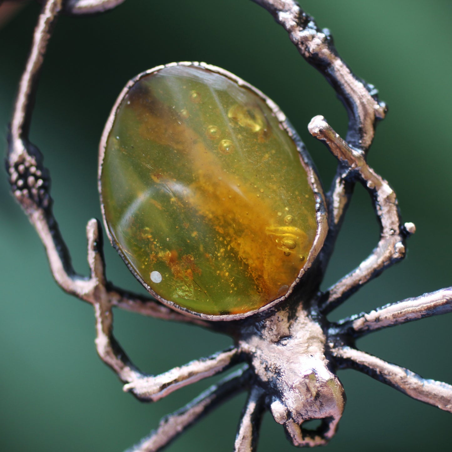 Amber Orb Weaver Necklace