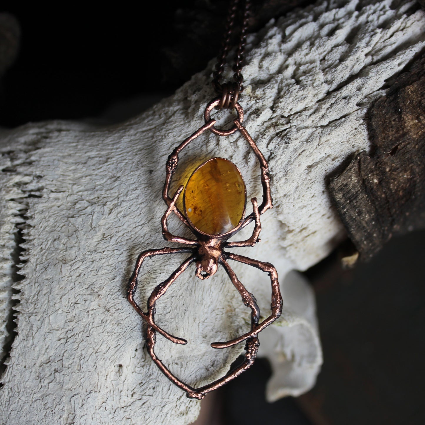 Amber Orb Weaver Necklace