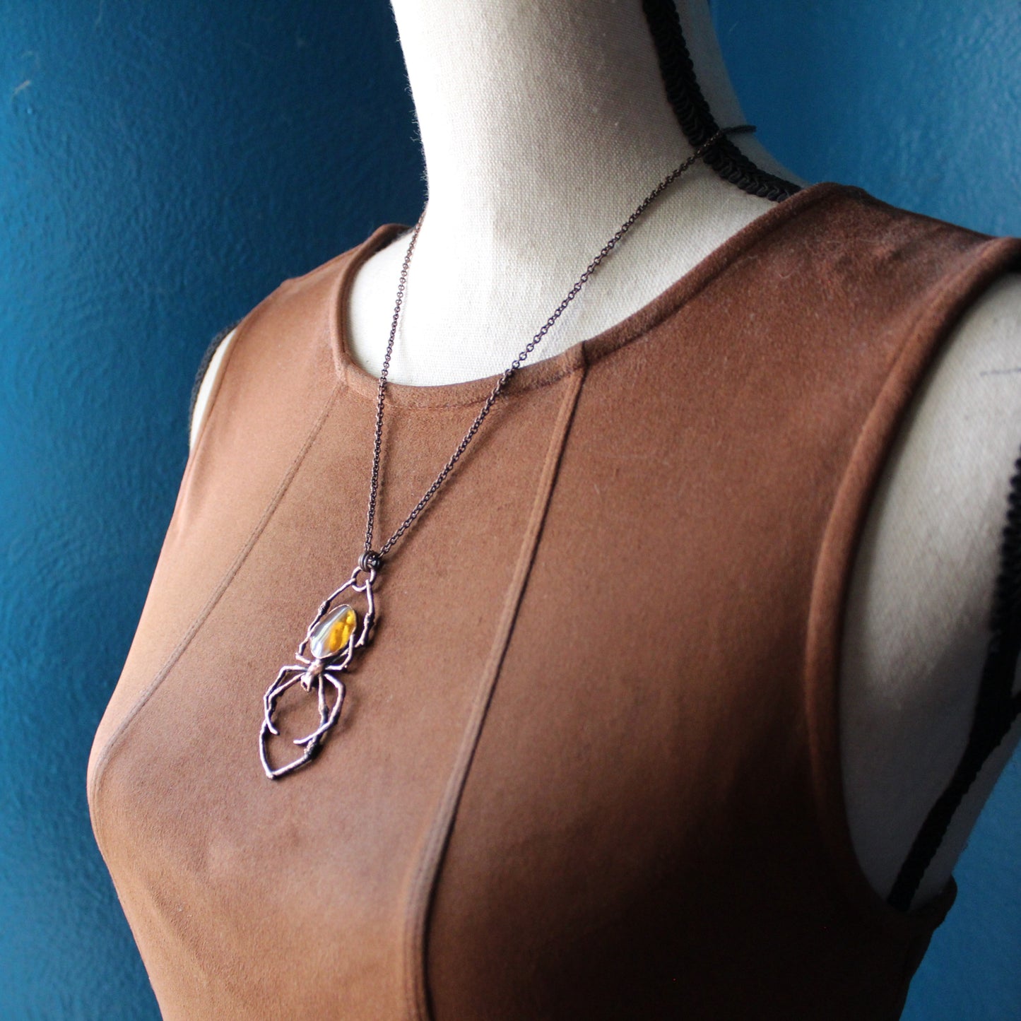 Amber Orb Weaver Necklace