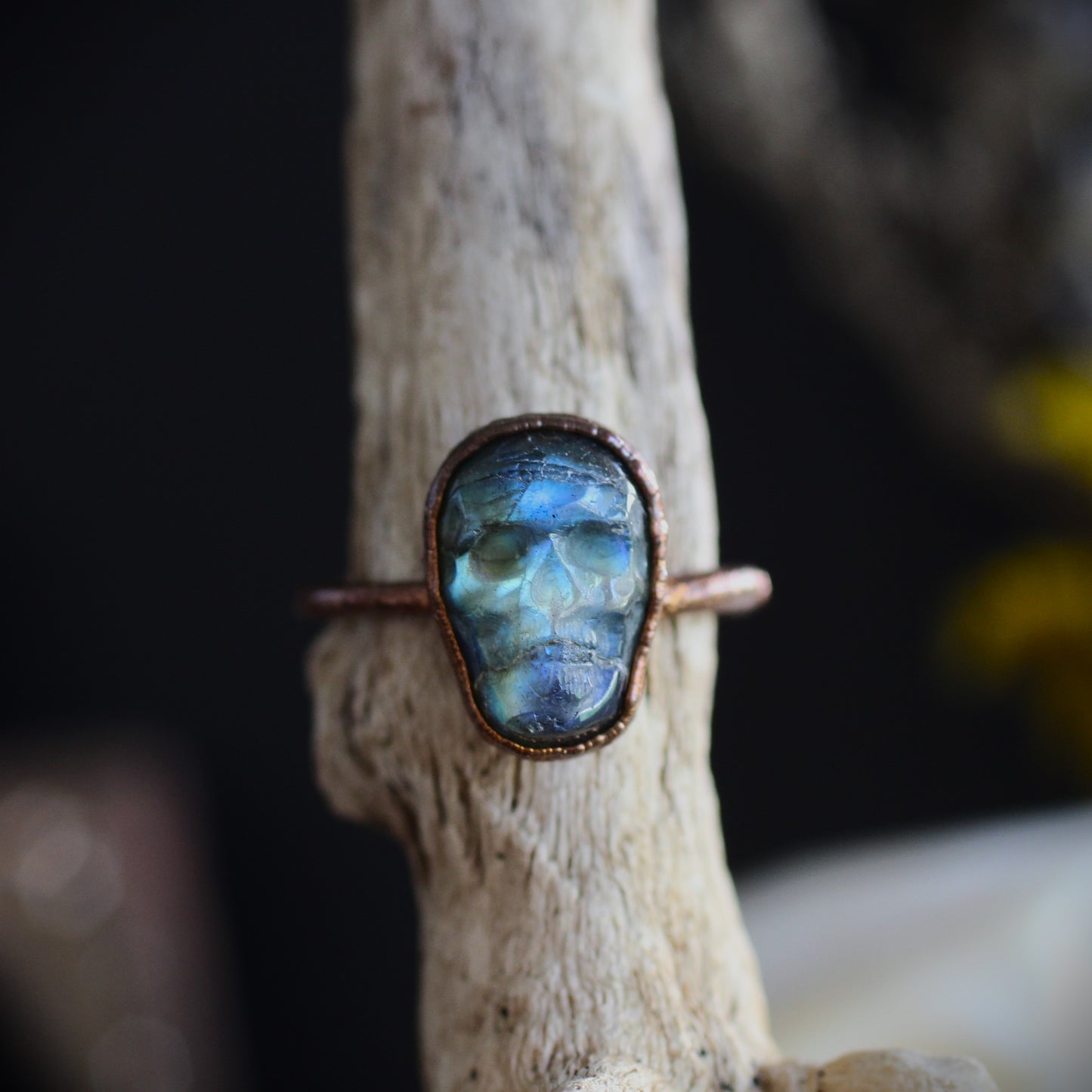 Labradorite Skull Ring