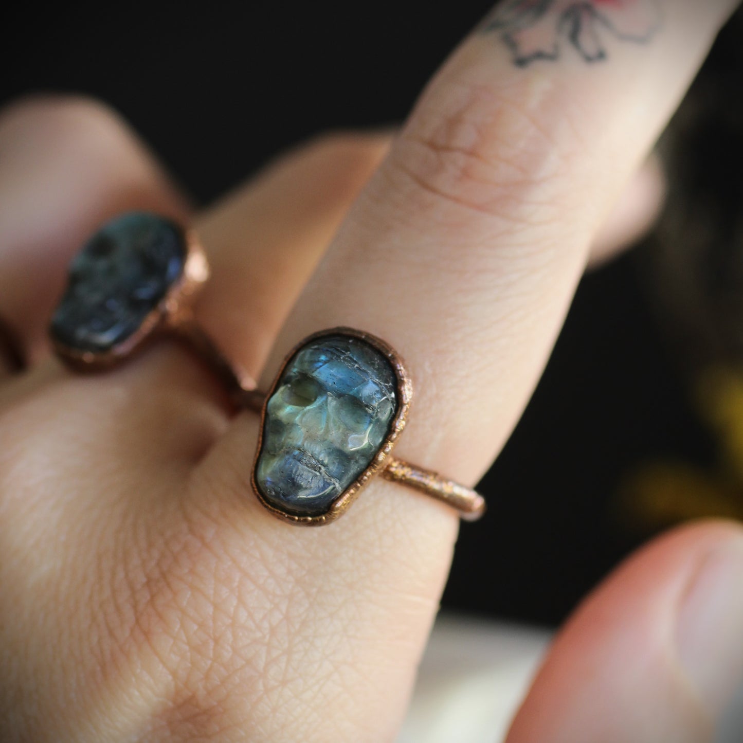 Labradorite Skull Ring