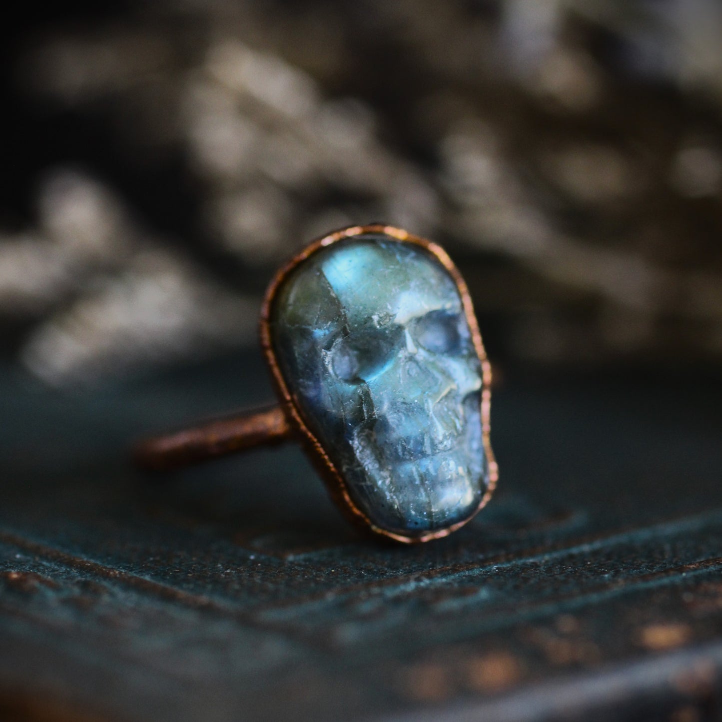 Labradorite Skull Ring