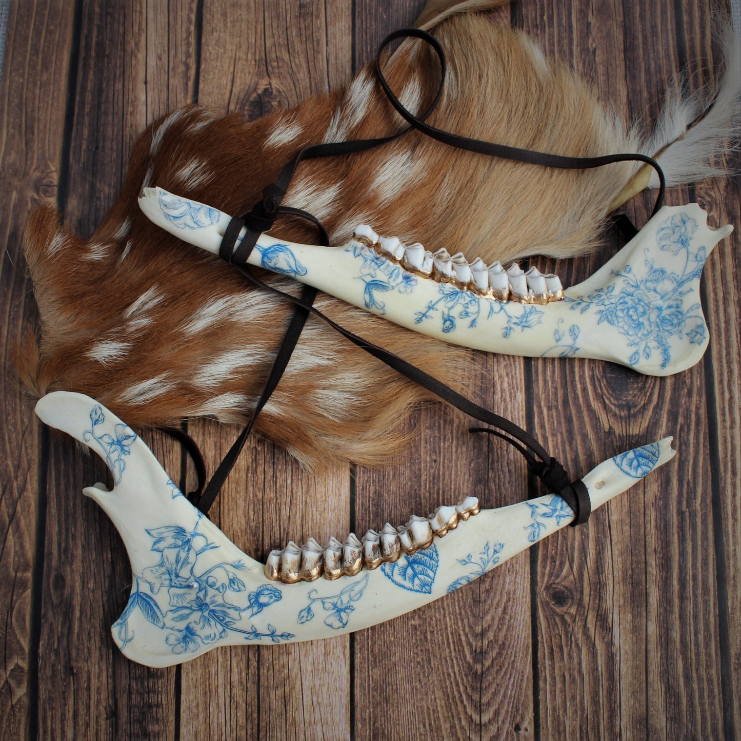 Blue Floral Deer Jawbones