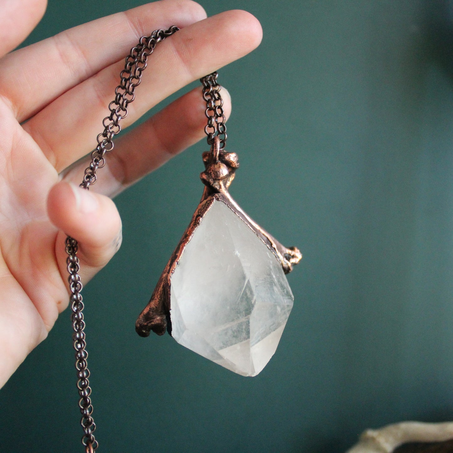 Quartz and Mink Bone Necklace