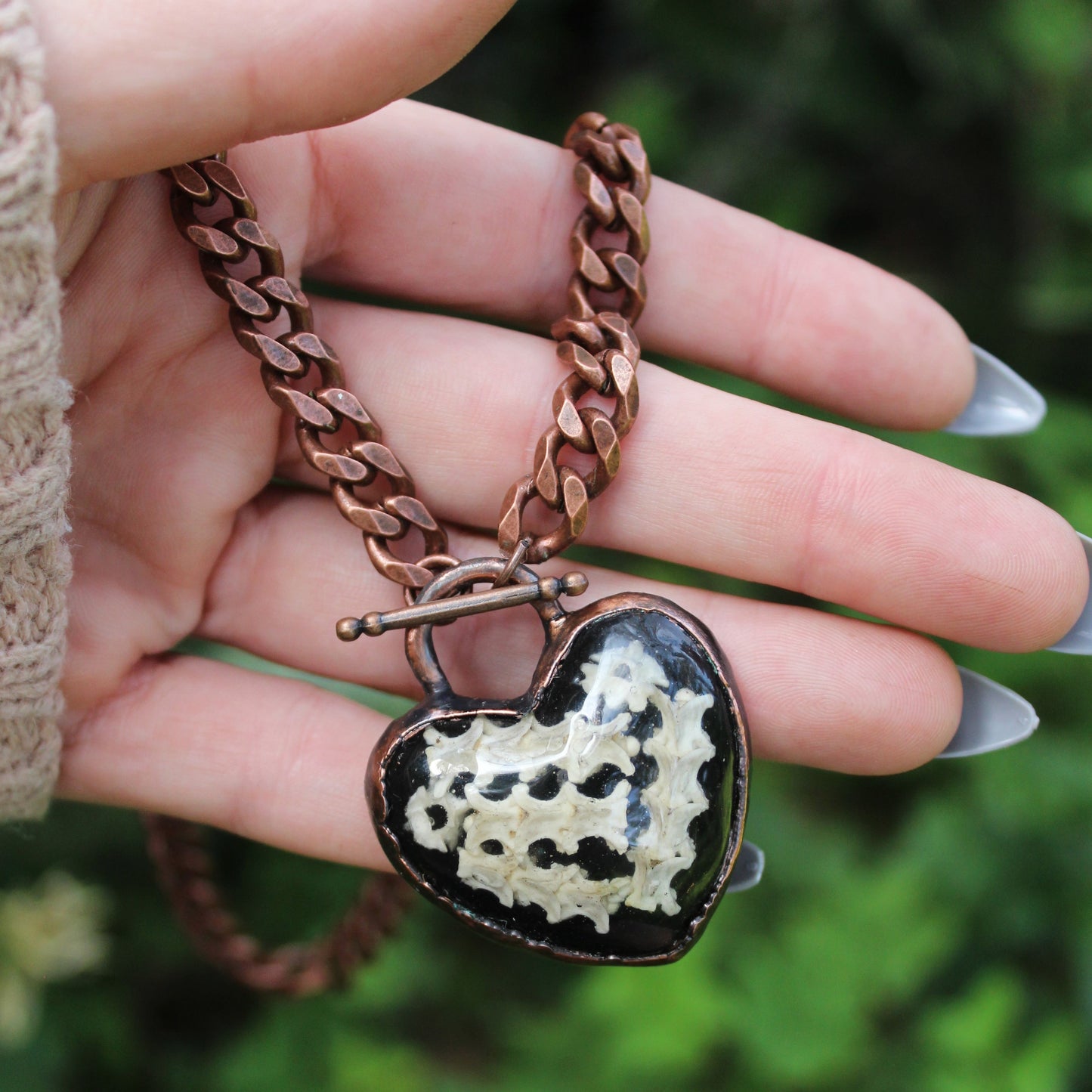 Snake Bones Heart Necklace