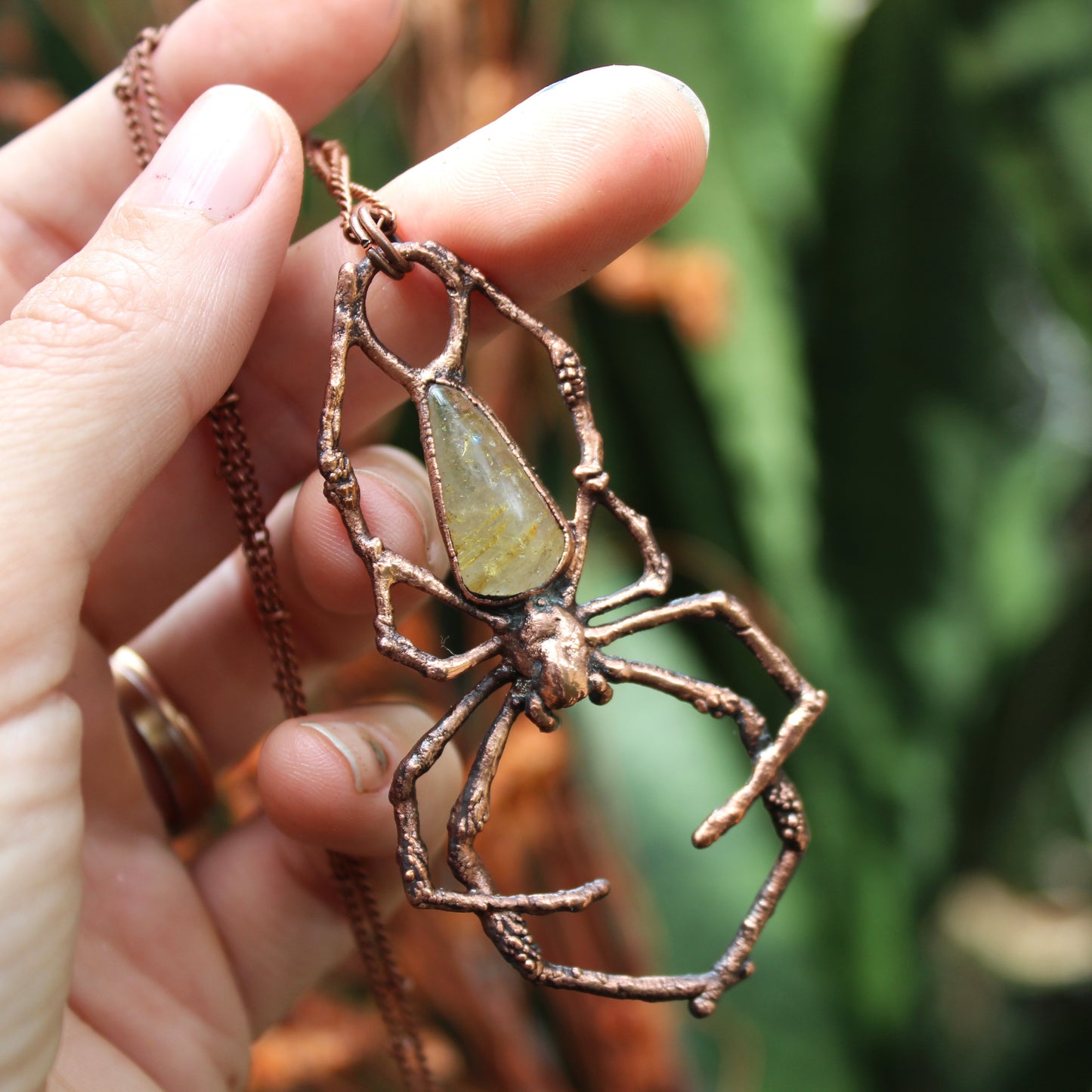 Golden Rutile Orb Weaver Necklace