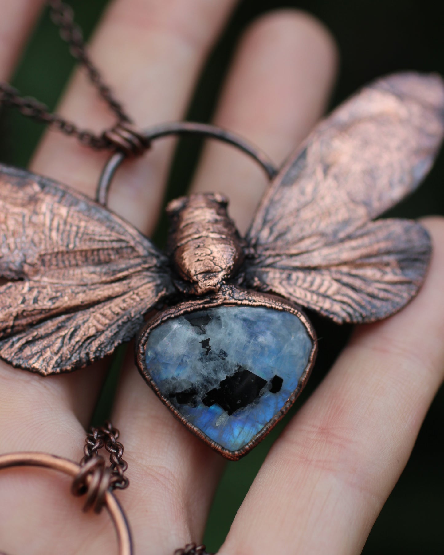 Moonstone Cicada Necklace