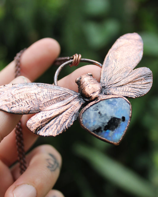 Moonstone Cicada Necklace