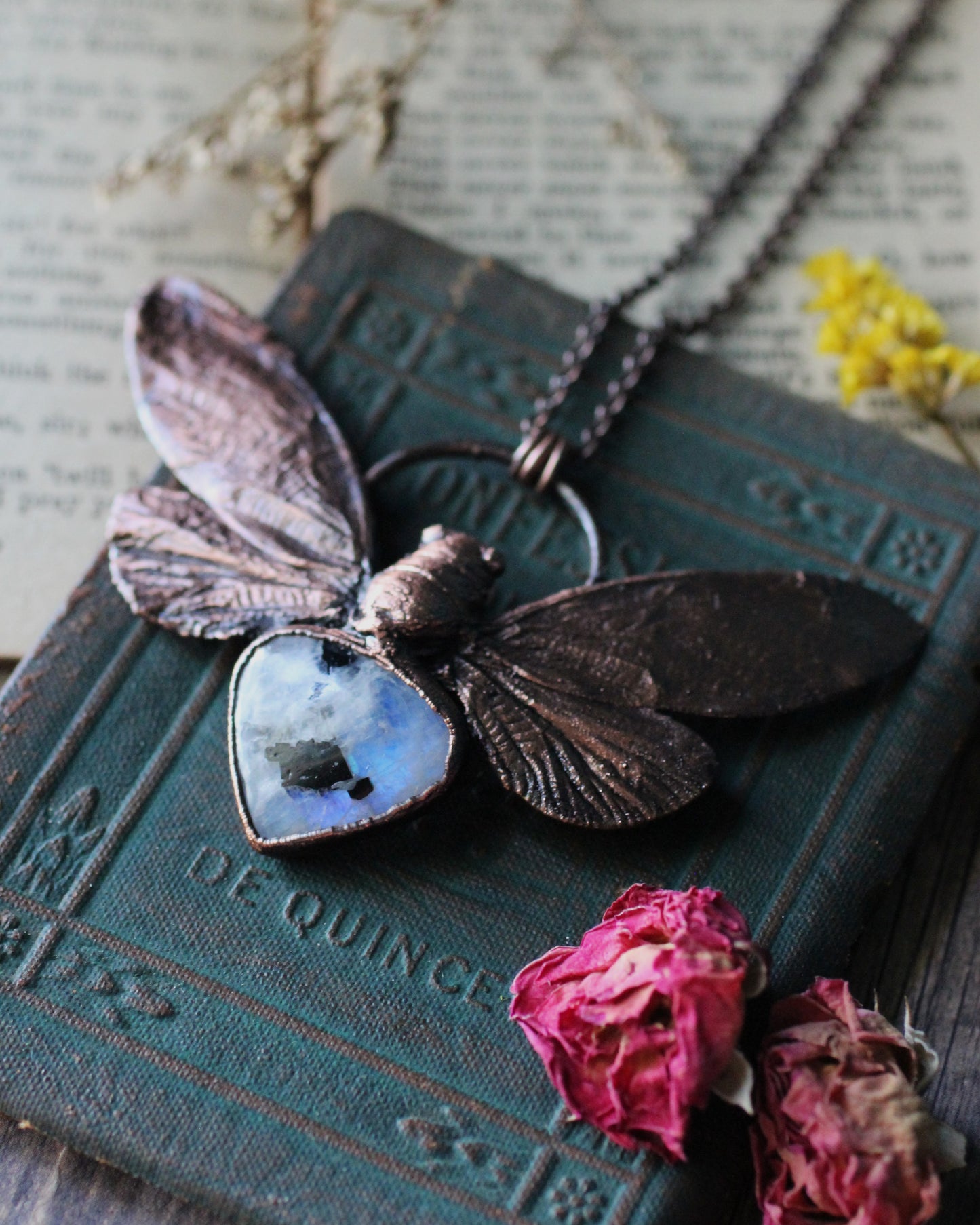 Moonstone Cicada Necklace