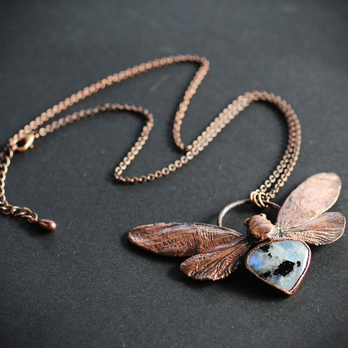 Moonstone Cicada Necklace