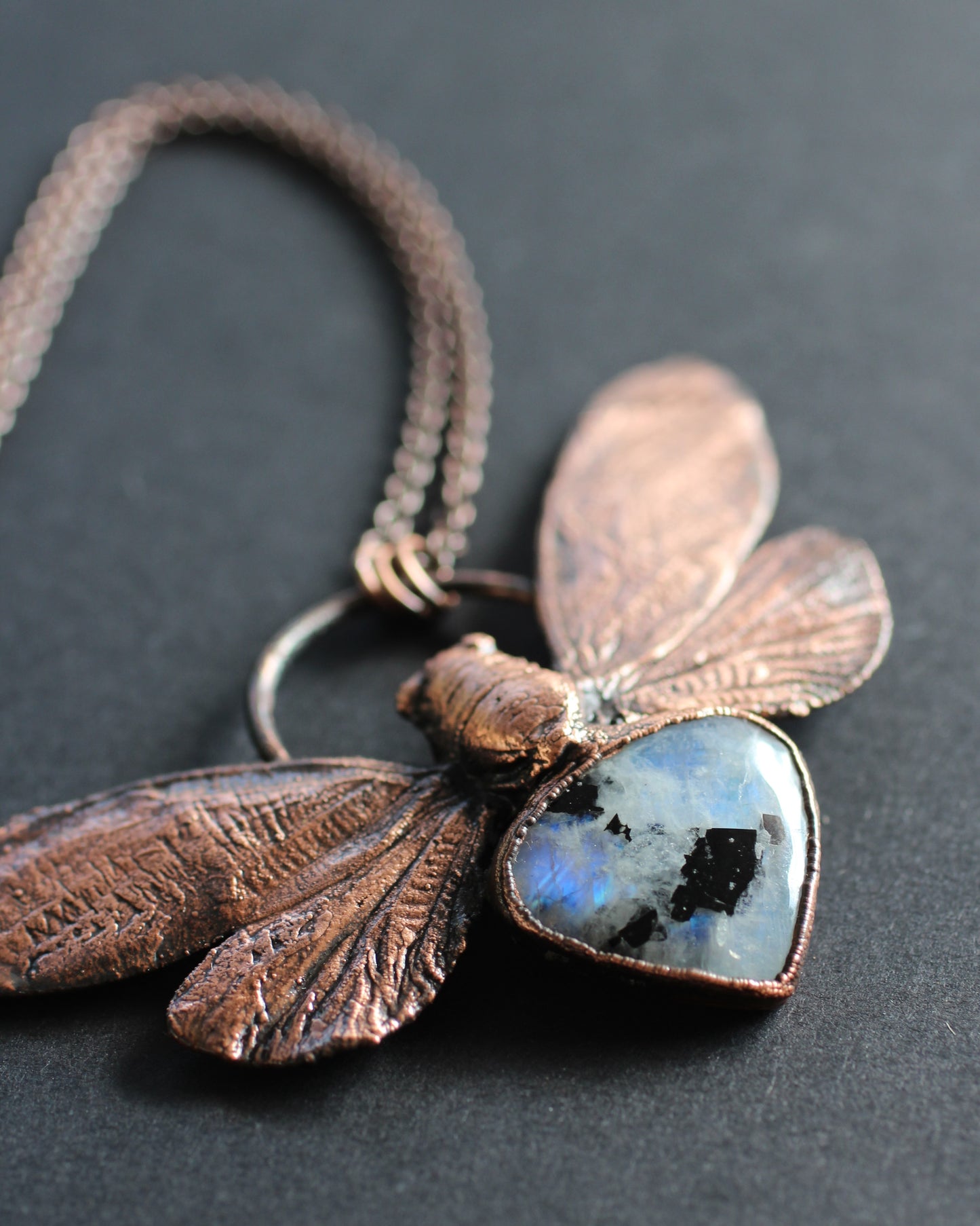 Moonstone Cicada Necklace