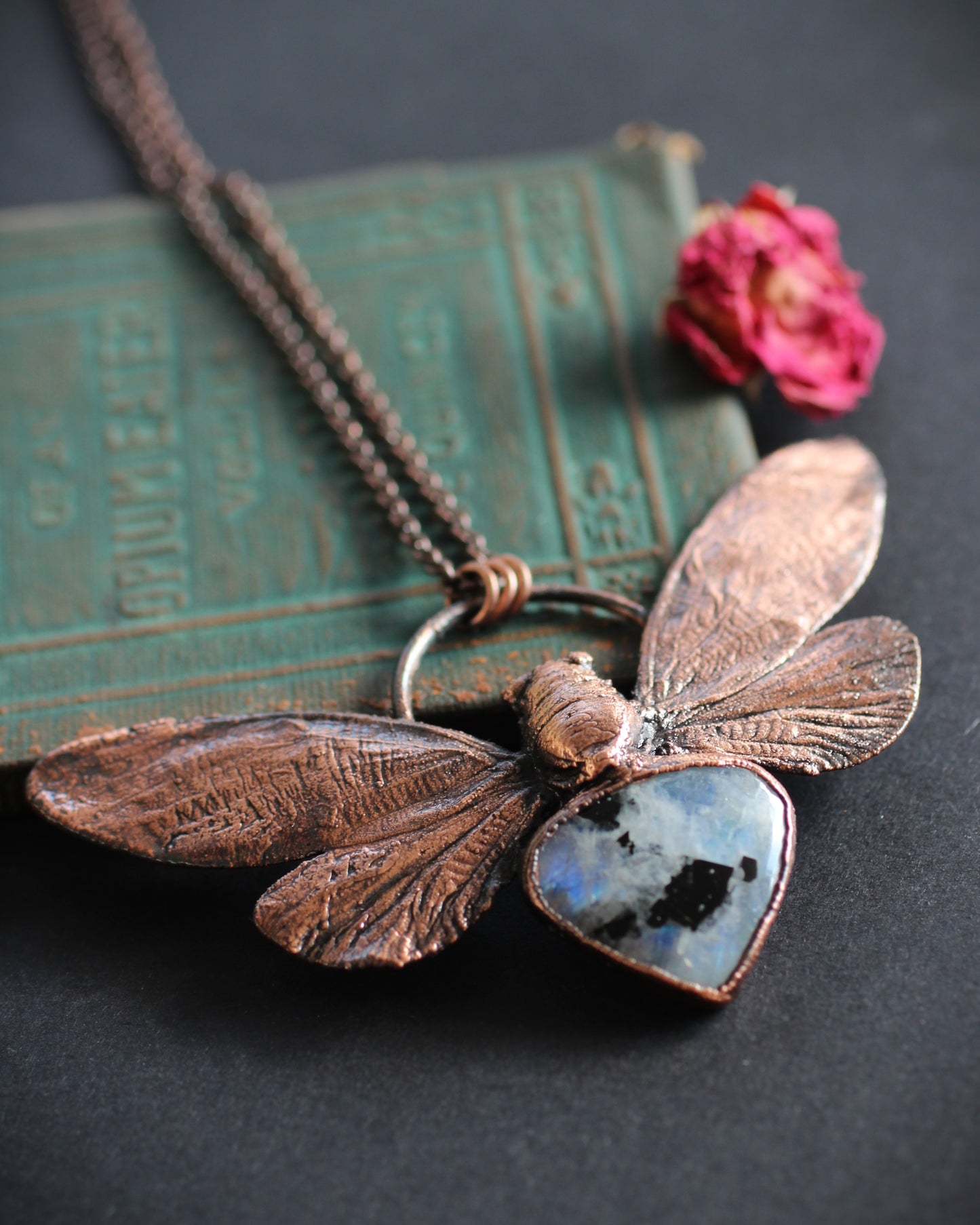 Moonstone Cicada Necklace