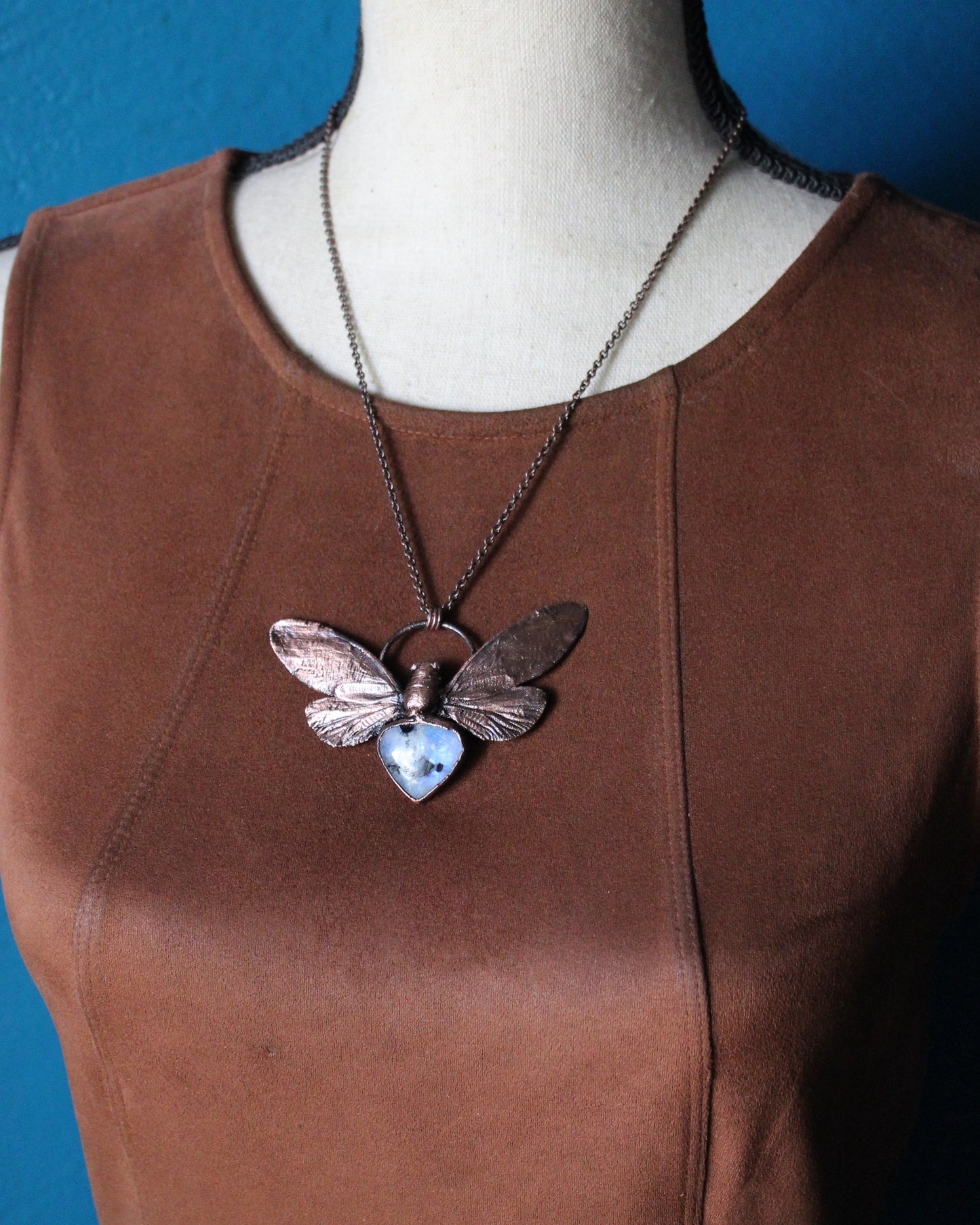 Moonstone Cicada Necklace