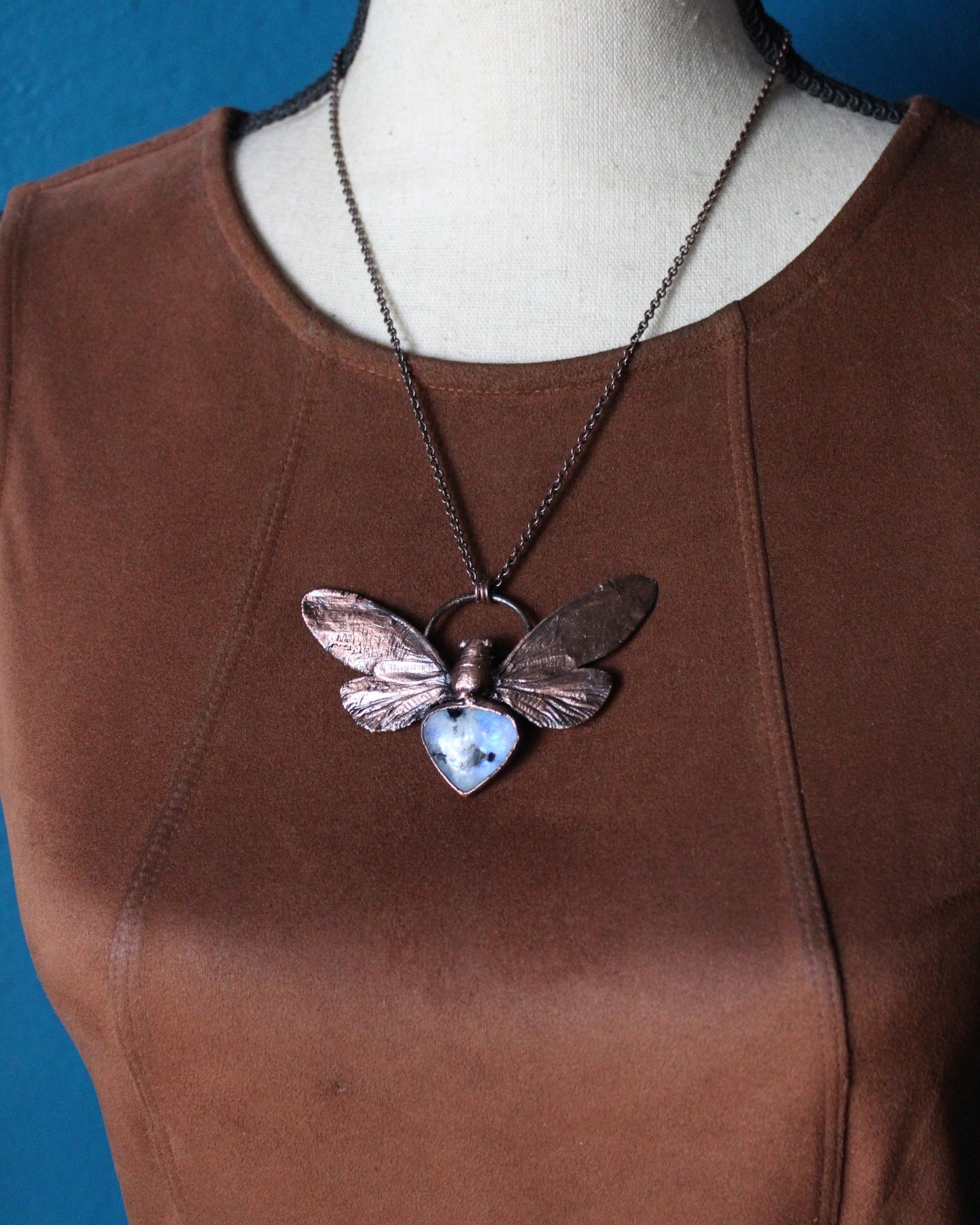 Moonstone Cicada Necklace