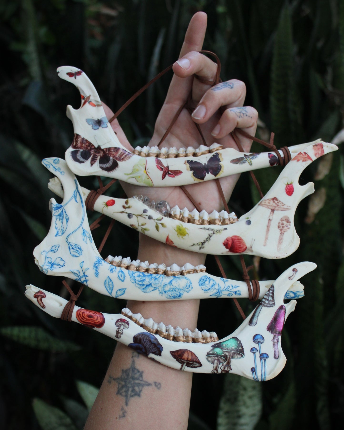 Blue Floral Deer Jawbones