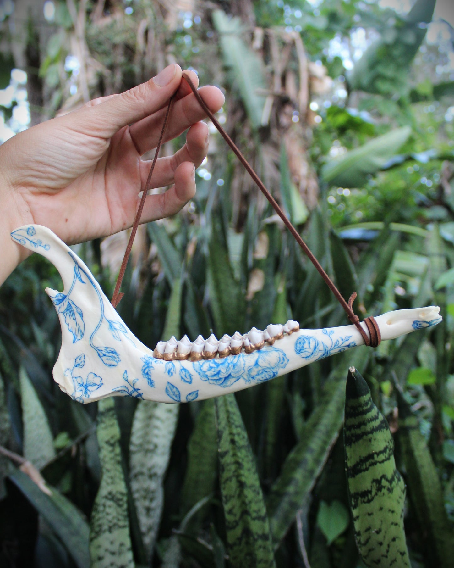 Blue Floral Deer Jawbones